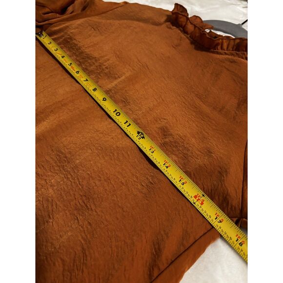 HYFVE Rust Ruffle Neck Blouse Womens S Cottagecore Fairycore Boho Romantic Poet - Picture 6 of 7